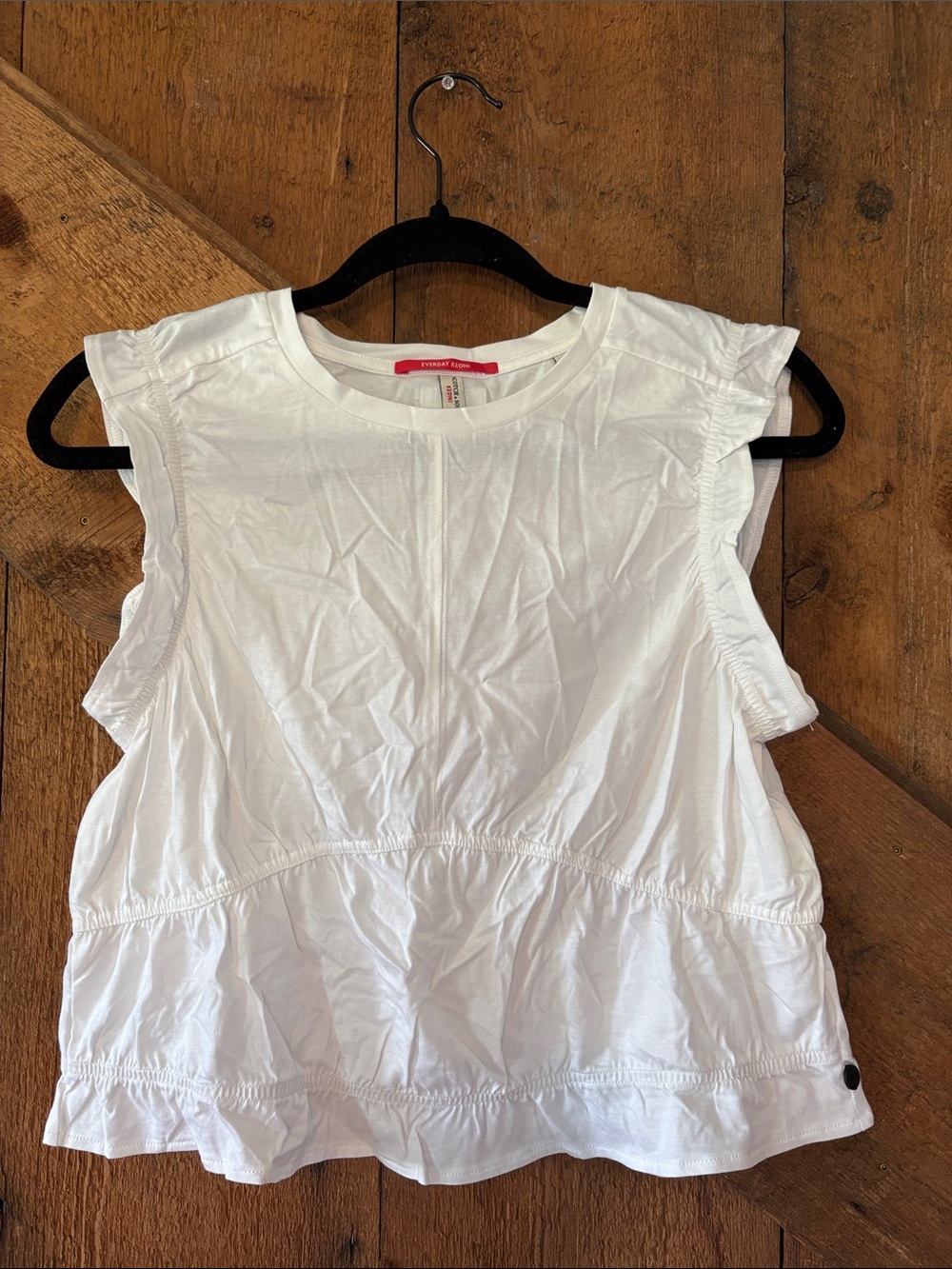 Scotch & Soda Keoni White Cotton Ruffle Sleeve Peplum Top Womens Small